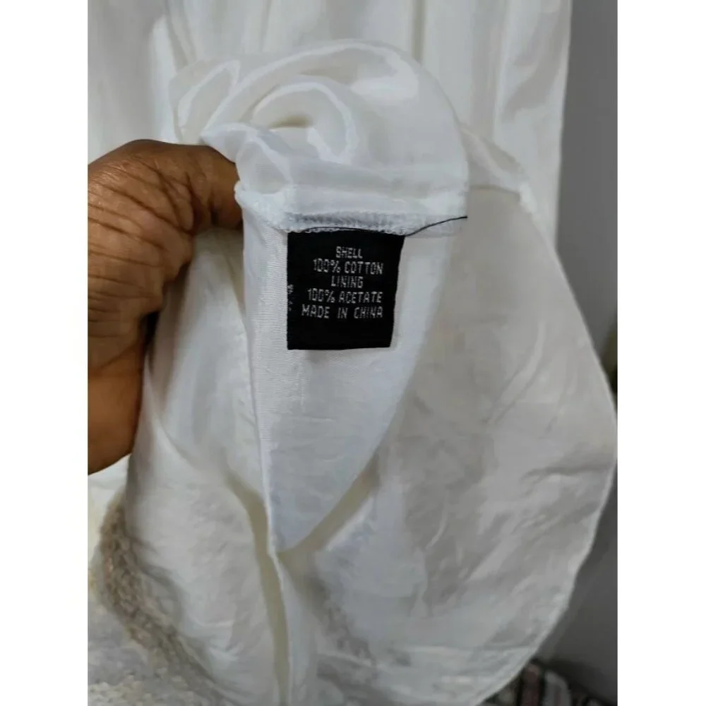 Adrianna Papell White V-Neck Boho Festival Weddinguest Sleeveless Lace Dress 10 - Picture 3 of 10